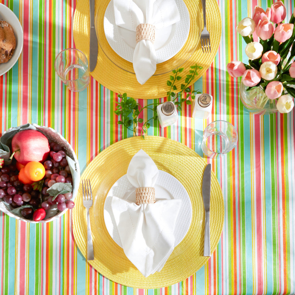 Spring Stripe Vinyl Tablecloth 60x102