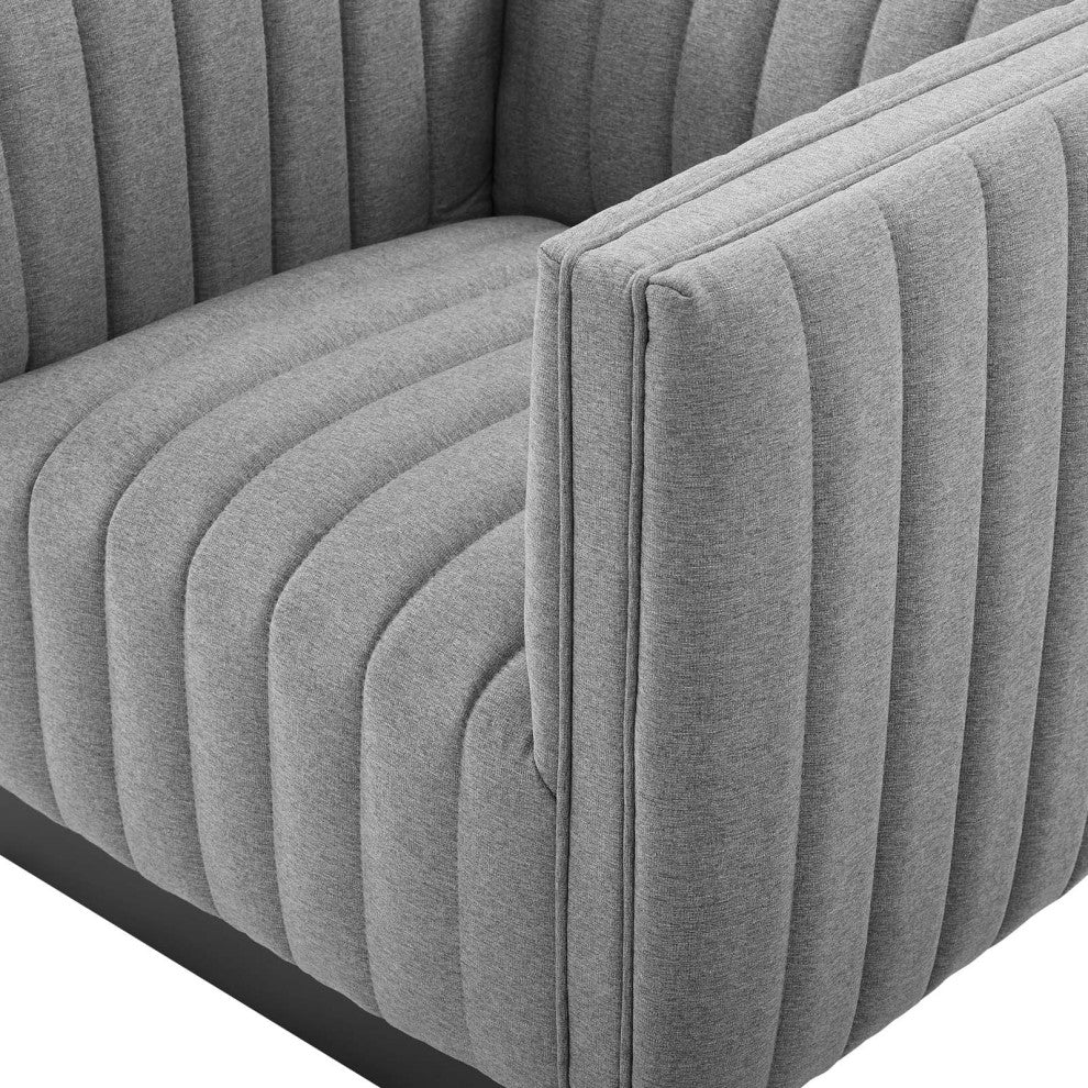 Tufted Armchair Accent Chair, Set of 2, Fabric, Gray, Modern, Lounge