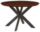 LeisureMod RTX47DW Ravenna 47" Round Wood Dark Walnut Dining Table Metal Base
