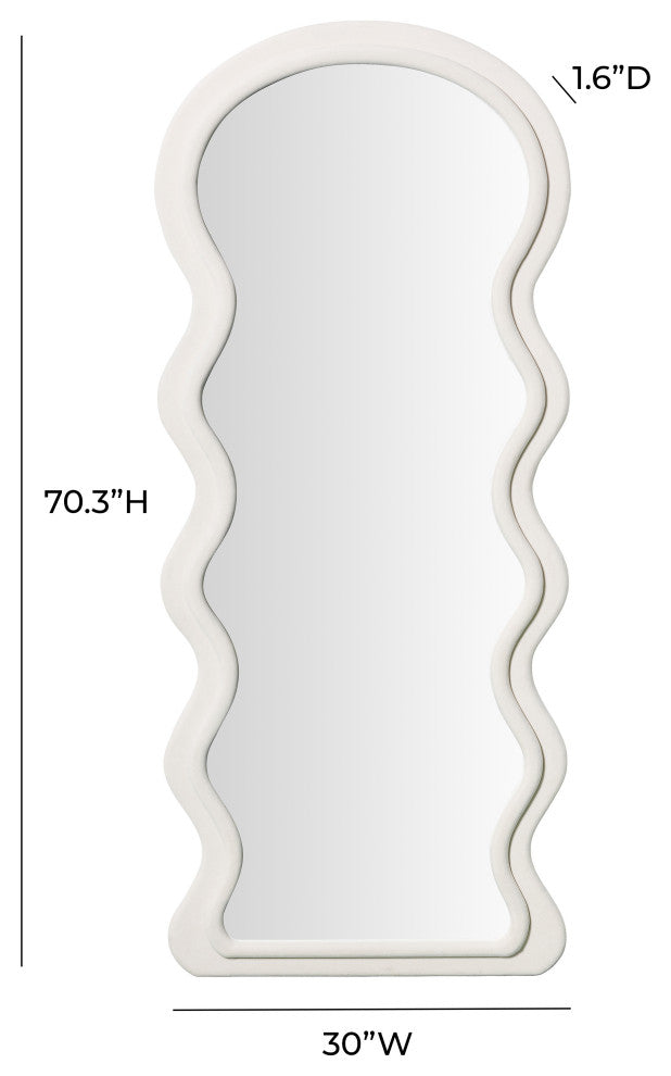 Rhodes Velvet Floor Mirror, Cream