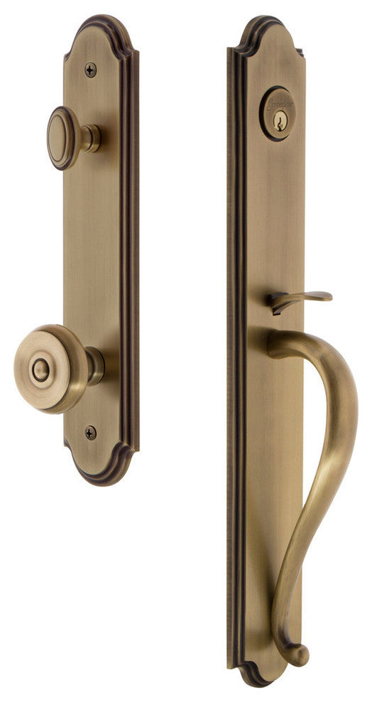 Arc 1-Piece Dummy Handleset, S Grip and Bouton Knob, Vintage Brass, 848463