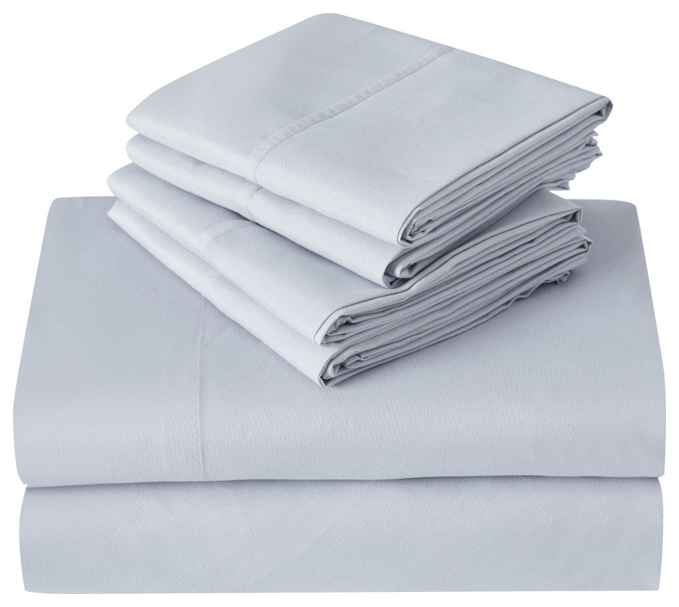 Kathy Ireland 6 Piece Brushed Microfiber Sheet Set, Light Gray, Twin