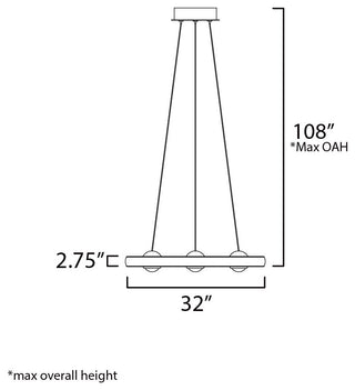 ET2 E23513 Nodes 32"W LED Ring Chandelier - Black