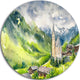 Village Heiligenblut Watercolor, Landscape Disc Metal Wall Art, 23"