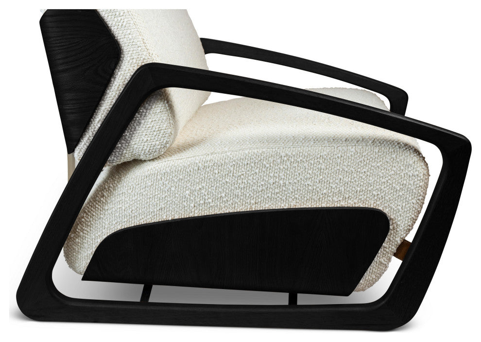 Modern Brazilian, Hector, Accent Chair, Boucle Ivory Upholstery
