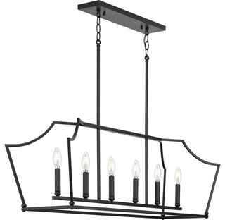 Parkhurst Collection Six-Light Matte Black Linear Island Chandelier Light