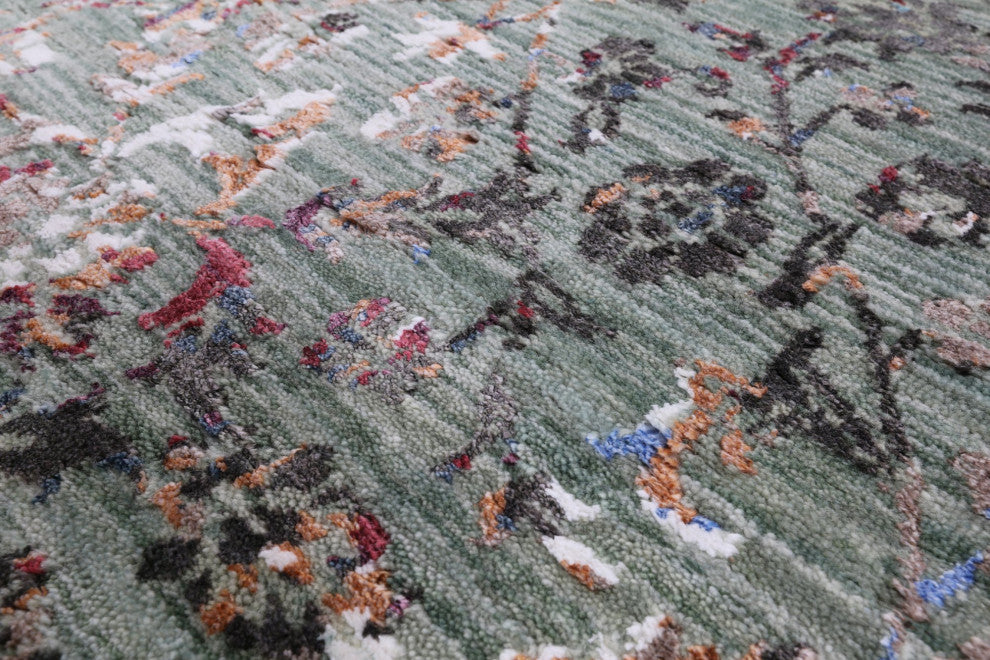 Runner Abstract Handmade Wool and Silk Rug 2' 7" X 9' 11" Q9269