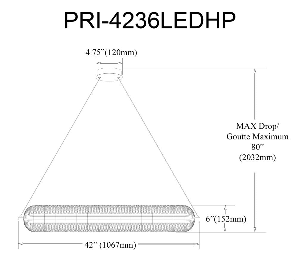 Peri Horizontal Pendant, 36W, Aged Brass, Clear Acrylic Diffuser