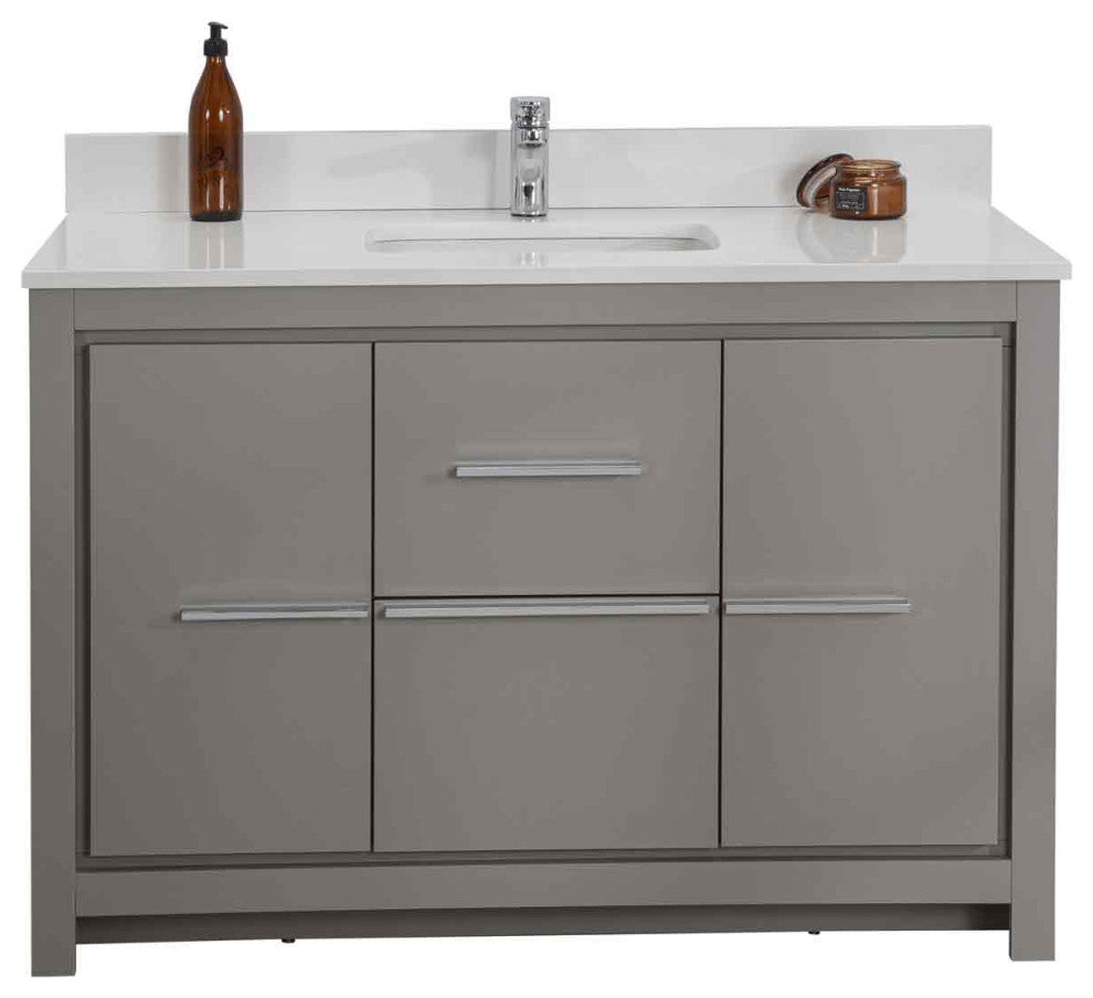 Mila Collection 48" Bathroom Vanity With Sink, Mirror, Countertop, Ash Gray