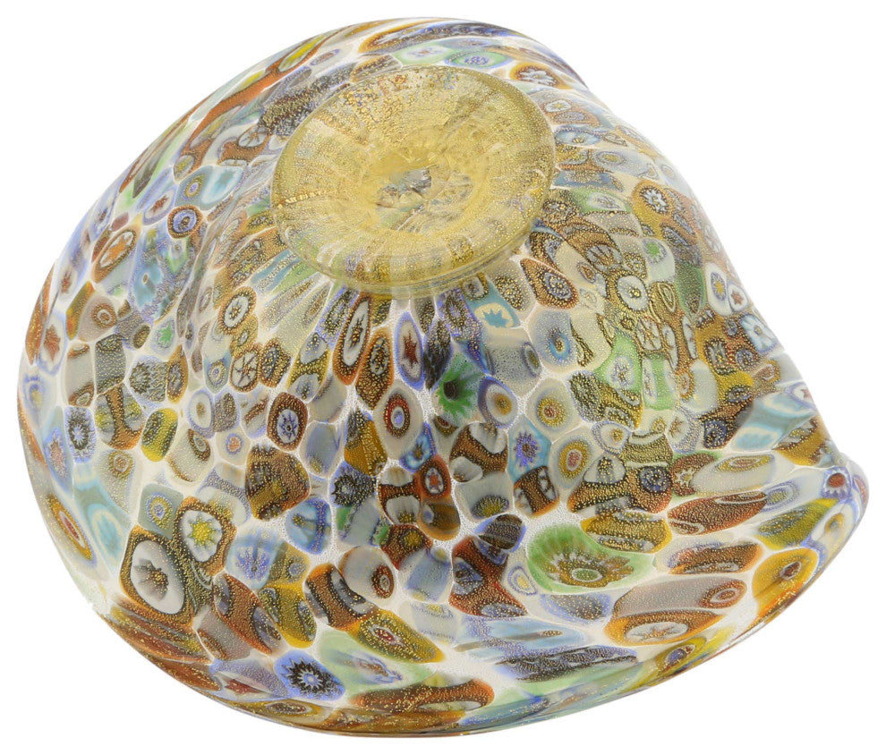 GlassOfVenice Murano Glass Millefiori Gold Centerpiece Bowl