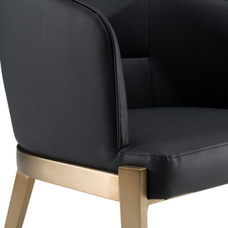 Modrest Kravitz Modern Dark Grey Vegan Leather, Antique Brass Dining Chair