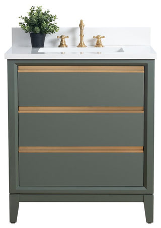 Vanity Art Bathroom Vanity With Sink, Vintage Green, 30" Single