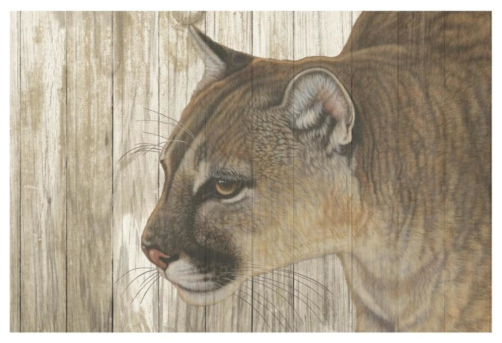 "Mountain Sentry on Wood" Digital Paper Print by Jacquie Vaux, 62"x42"
