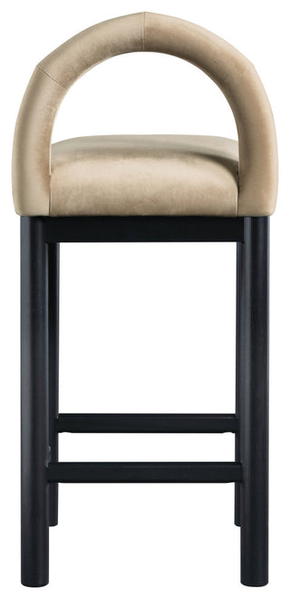 Conrad Upholstered Bar and Counter Stool, Beige, Velvet, Black