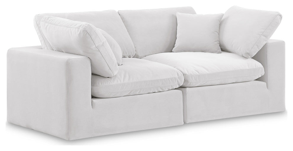 Comfy Upholstered Modular Sofa, Cream, 2-Piece: 2 Corner Chair, Velvet