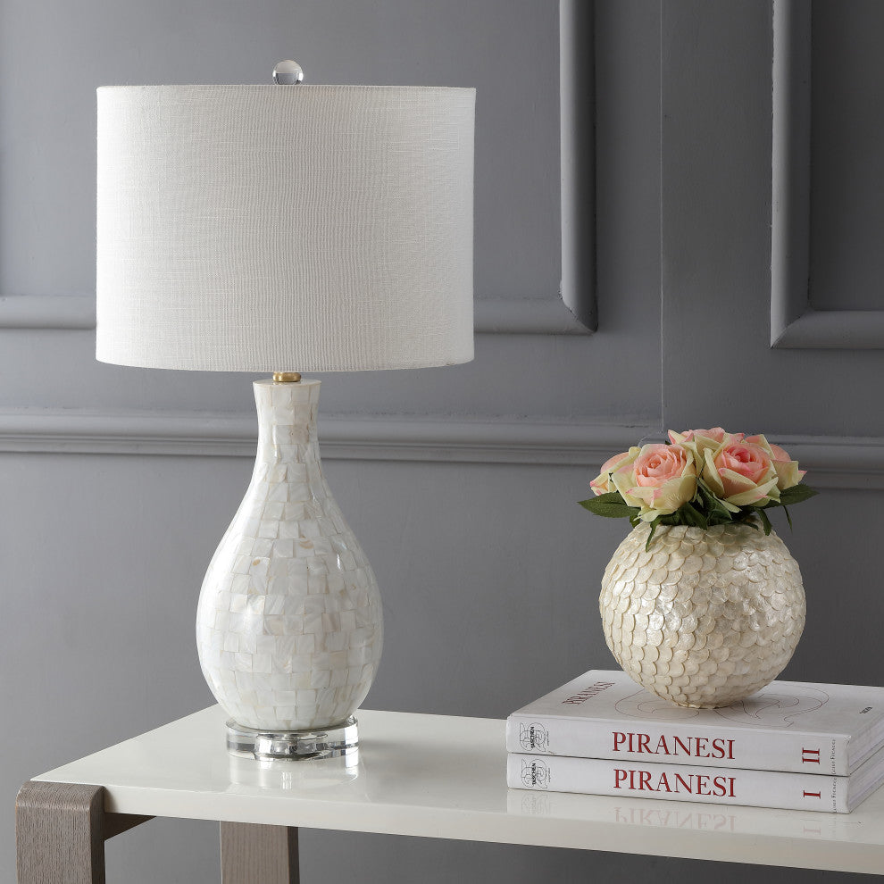 Josephine 26.5" Seashell LED Table Lamp, White