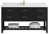 Parker 60" Single Sink Bath Vanity, Black 2" Empira White