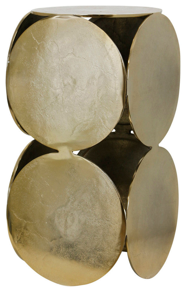 Champagne Aluminum Disk Sculpted Chair Side Table
