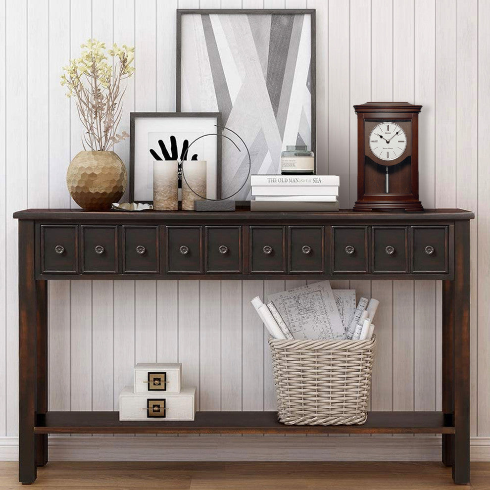 Seiko Clocks, Dark Brown Clock With Chime and Pendulum