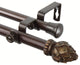 Bud Double Curtain Rod, Cocoa, 120"-170"