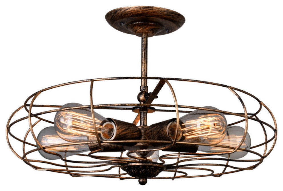 Pamela 5 Light Flush Mount With Antique Copper Finish