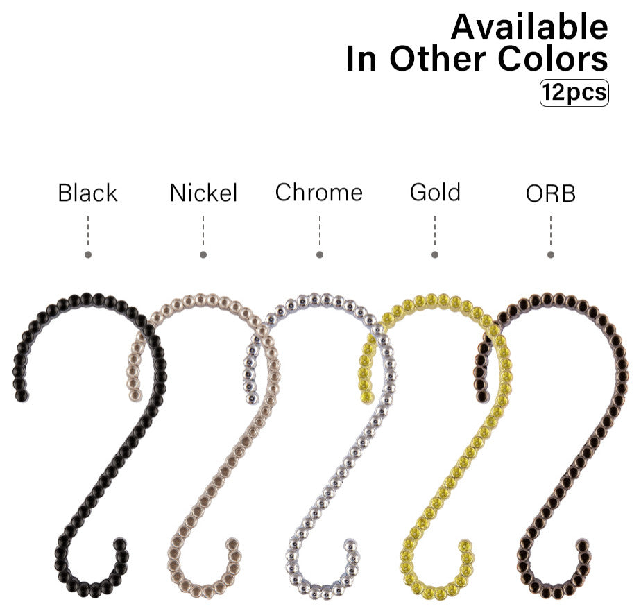 Utopia Alley Shower Hooks - Shower Curtain Rings for Bathroom, Set of 12, Black