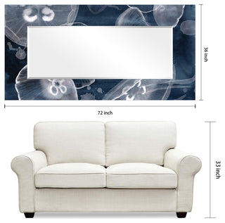 Jellies Rectangular Beveled Mirror on Free Floating Printed Tempered Art Glass