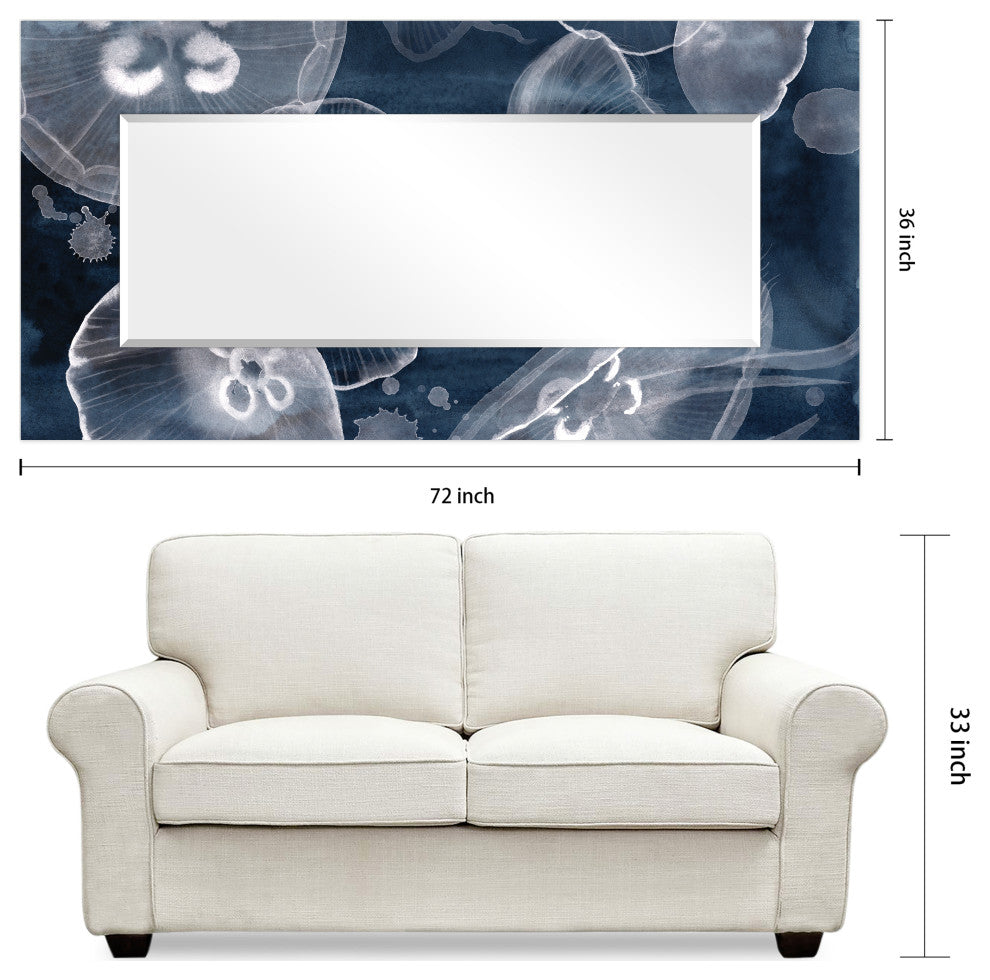 Jellies Rectangular Beveled Mirror on Free Floating Printed Tempered Art Glass