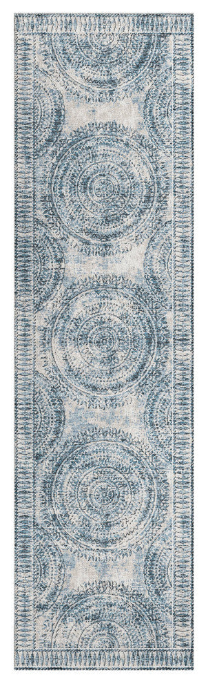 Indoor/Outdoor Sedona SN7 Indigo Machine Washable 2'3" x 10' Runner Rug