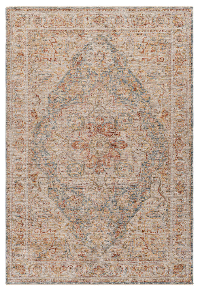 Naila IAL-2317 Red/Blue Multi Machine Woven 6'7" Round Rug