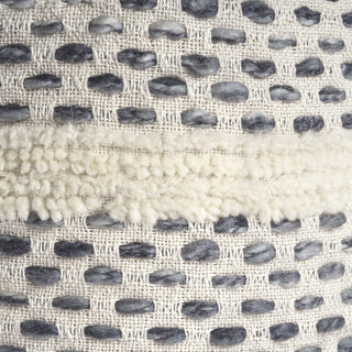 Quirk Rustic Striped Flatweave Cotton Blend  Pouf, White/ Navy