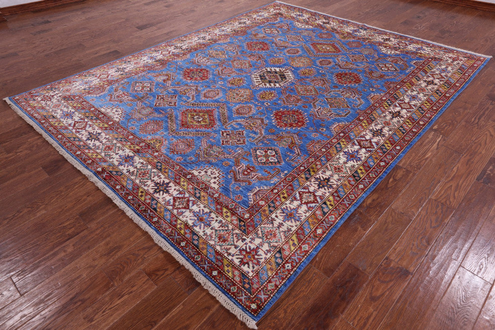 8' 2" X 10' 4" Geometric Super Kazak Handmade Rug Q9517