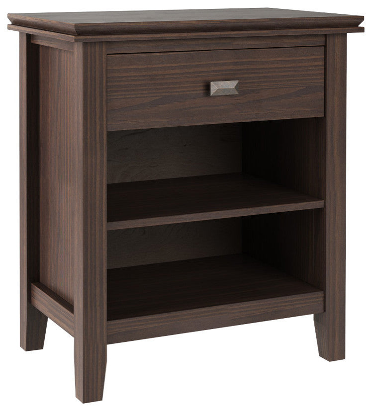 Artisan SOLID WOOD Bedside Table in Warm Walnut Brown