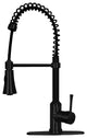Copper Pre-Rinse Spring Kitchen Faucet with Pull Down Sprayer, Matte Black