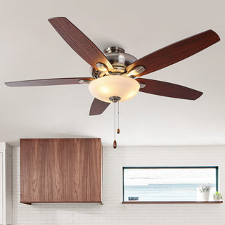 52-inch Polished Nickel Modern Ceiling Fan with Light