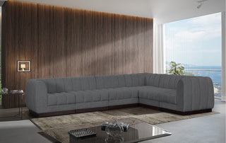 Quinn Chenille Upholstered 6-Piece L-Shaped Modular Sectional, Grey