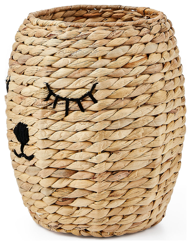 4-Piece Set Round Bear Hamper Set, Natural