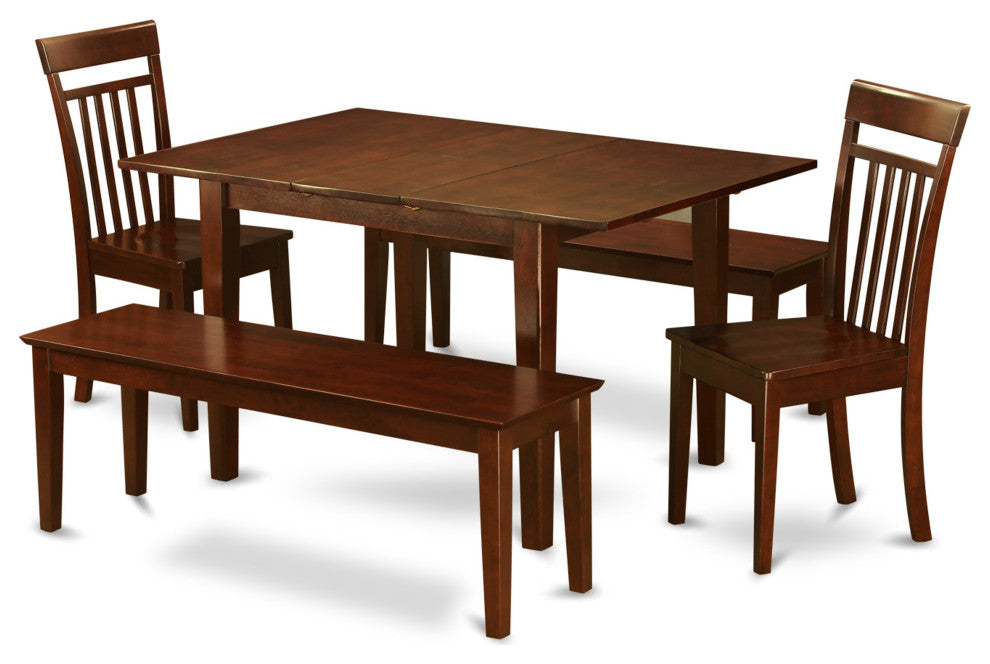 5 Pc Dining Room Set With Bench -Table With 2 Dining Chairs And 2 Benches