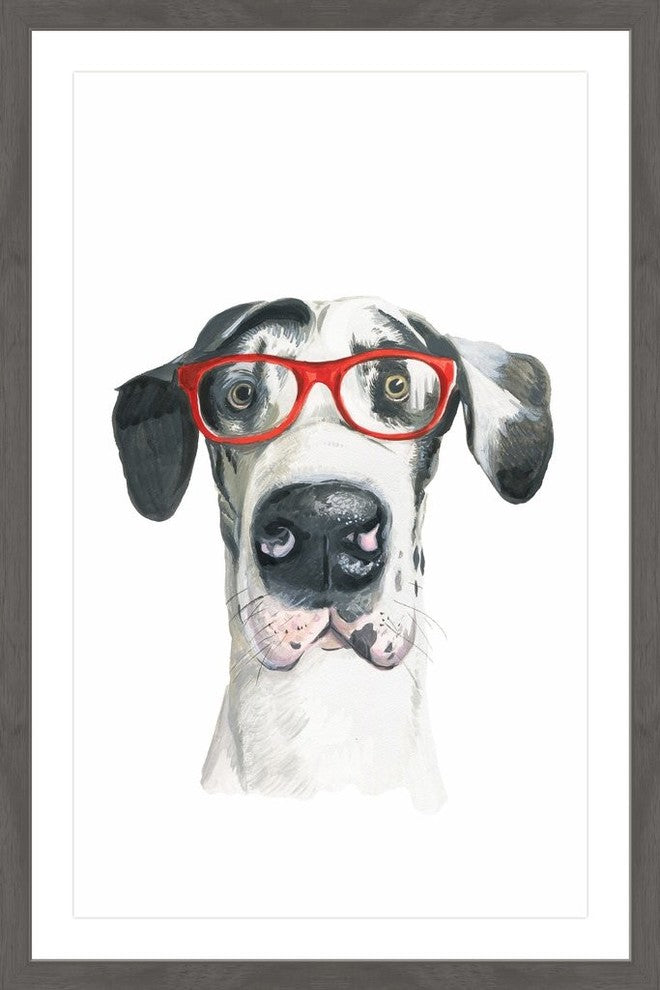 "Chiens a Lunettes" Framed Painting Print, 24"x36"