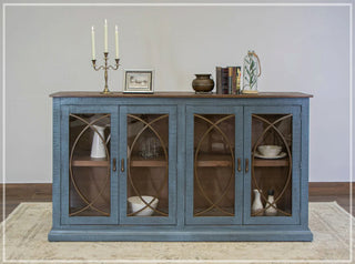 Nordic Rustic Modern Blue Console / Sideboard - 77"