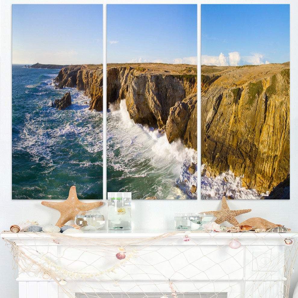 "Cote Sauvage Bretagne France" Metal Wall Art, 3 Panels, 36"x28"