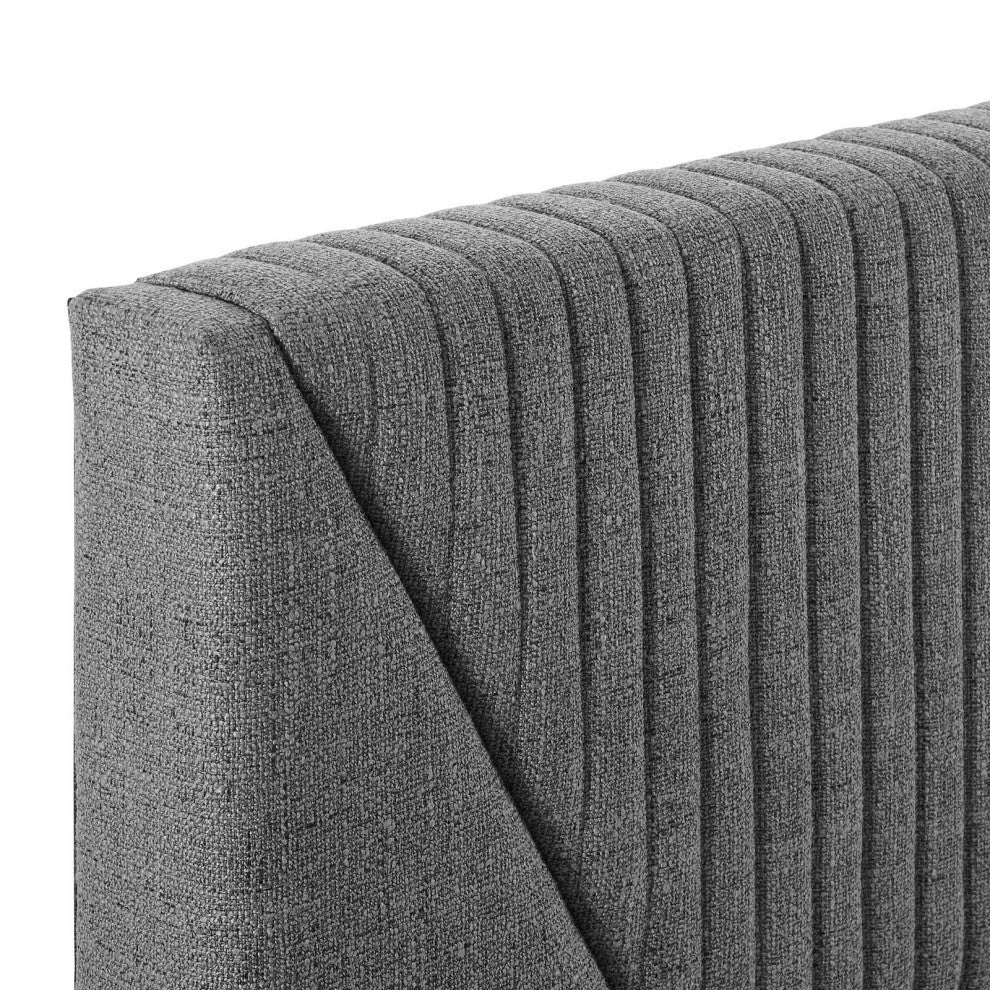 Dakota Upholstered Queen Platform Bed, Black Gray