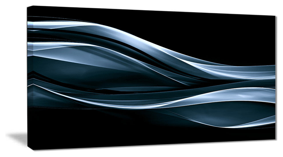"Fractal Lines Blue in Black" Abstract Digital Art Canvas Print