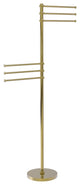 Towel Stand with 6 Pivoting 12" Arms, Unlacquered Brass