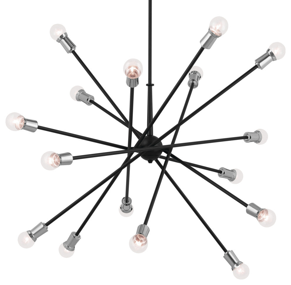 Armstrong 63" 16 Light Chandelier, Black