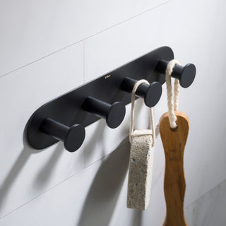 Elie Bathroom Robe and Towel 4-Hooks Rack, Black