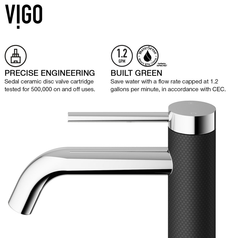 VIGO Madison 8" H Single Handle Single Hole Bathroom Faucet, Chrome, With Deck Plate