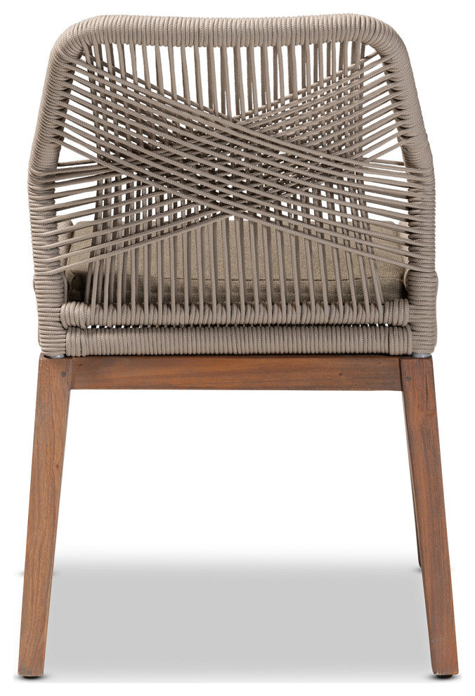 Ronnell Gray Woven Rope Mahogany Dining Side Chair