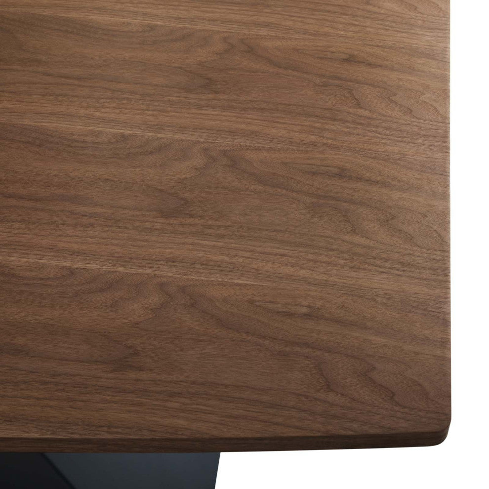 Dining Table, Wood, Metal, Brown Walnut, Modern, Bistro Restaurant Hospitality