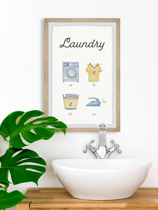 "Wash Dry Fold Iron" Framed Painting Print, 8x12